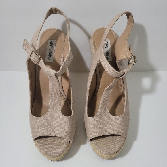 Steve Madden Kendraaa Oatmeal Wedge Espadrille Sandals Size 10 M - Picture 2 of 10